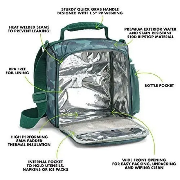 JAXX | Fit & Fresh | Insulated Camo Lunch Storage Bag - Picture 5 of 16